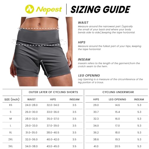 Nepest Short feminino acolchoado para ciclismo mountain bike road bike 2 em 1 acolchoado com bolsos