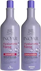 Kit Hyaluronic Force Kit, Shampoo 1L e Condicionador 800ml, Com Ácido Hialurônico, Hidratação Intensa, Preenchedor Capilar, Fios Leves e Saudáveis
