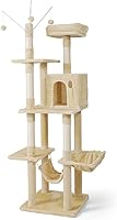 Vista 12 de Árbol alto para gatos grandes o gatitos de interior, árbol de actividades para gatos de varios niveles con postes rascadores, hamaca, condominio