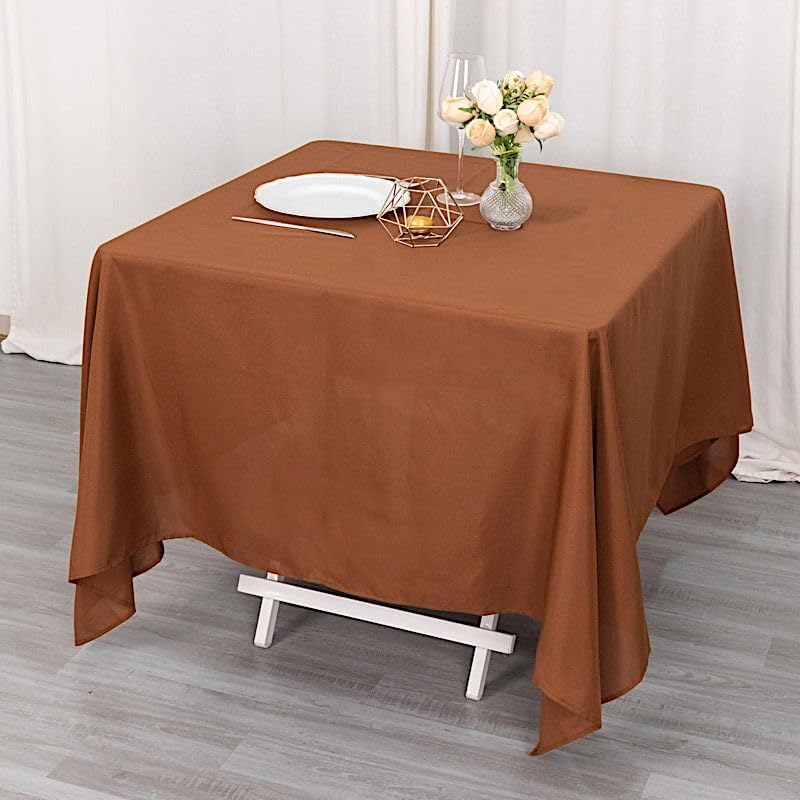 Miniatura 4 de Balsa Circle Mantel cuadrado de poliéster marrón canela de 70 x 70 pulgadas para bodas, fiestas, catering, cocina, comedor, eventos