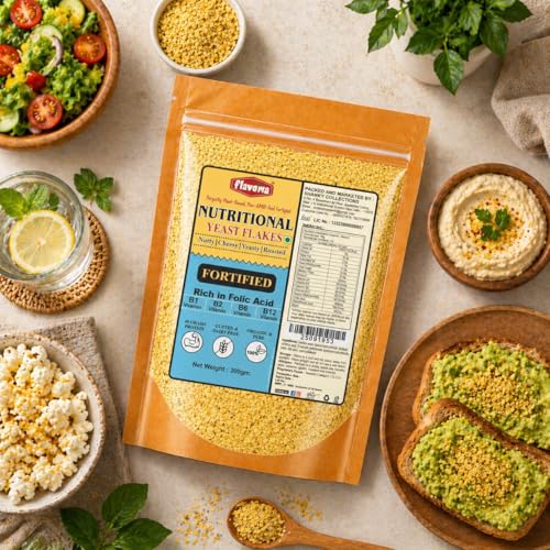 Image of Flavoma Nutritional FORTIFIED Yeast Flakes 300gm | Gluten-Free, Vegan Cheese Flavor | Plant Based Seasoning for Cooking, Baking, and Snacks