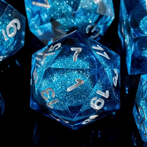 FugaCity Dice Set,Handmade Sharp Edge 7 Piece Resin Dice-Dungeon&Dragons Polyhedral Dice Set, D&D Dice Set with Gift Dice Case for RPG MTG Table Games by FugaCity - Image 3