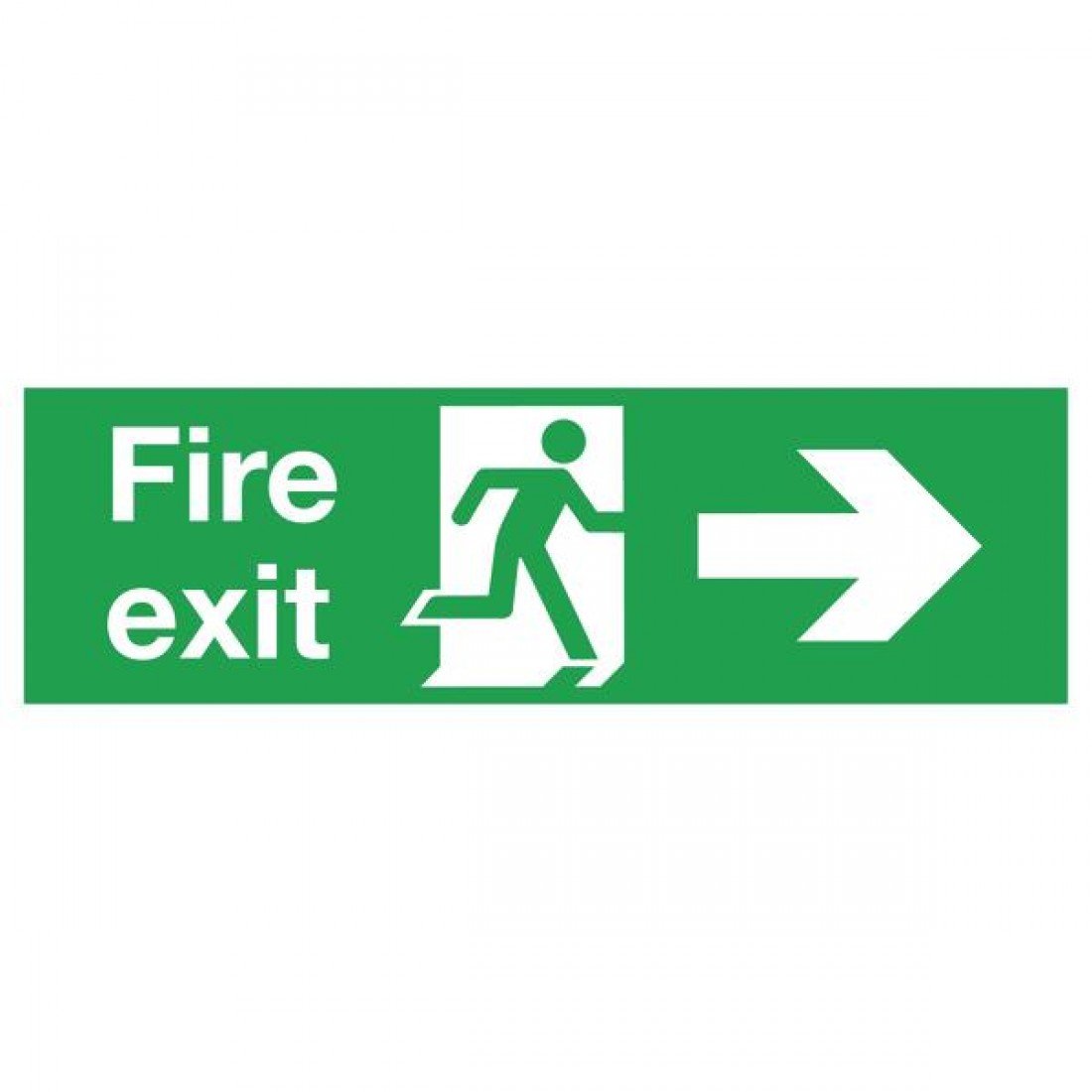 SIGNSLAB FX04411R Safety Sign "Fire Exit Running Man Arrow - Right", PVC, 150 mm x 450 mm