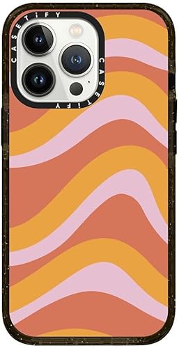 CASETiFY Oh So Graceful - Funda Impact para iPhone 13 Pro protección contra caídas de 6.6 pies - Coral Waves by Oh So Graceful - Negro transparente