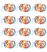 Rivokeer 12 Pack Fairy Lights Battery Operated String Lights，7FT 20LED Waterproof Silver Wire Chr...