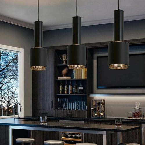 Porte-lampe suspendue moderne avec abat-jour noir et fil réglable 2M - 2
