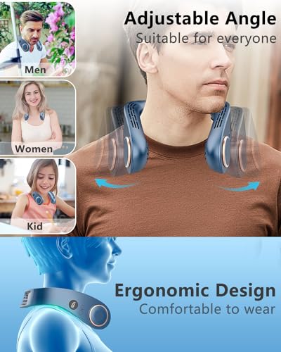 Neck Fan with Cooling Plate,Portable Air Conditioner Fan with AC,5500mAh Powerful Bladeless Personal Headphones Quiet Neck Cooler,Mini Cordless Wearable USB Hands Free Cool Fan for image 2