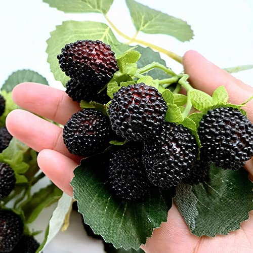 M2Cbridge 4Pcs Artificial Raspberry Red Berry Strawberry Faux Fruit Blackberry Props Table Decoration (Black) #TOP4