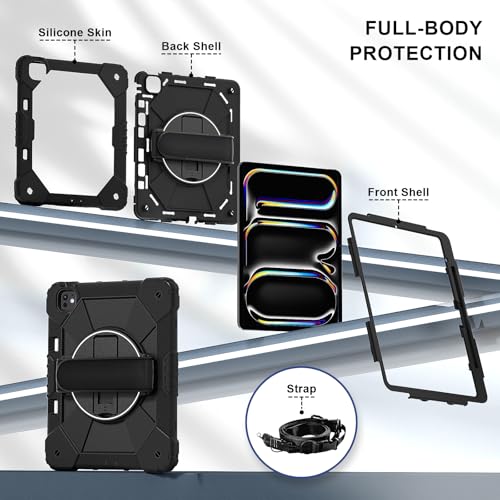 Coque iPad Pro 13 M5 2025 antichoc TPU modèle A3362 rigide noir - 4