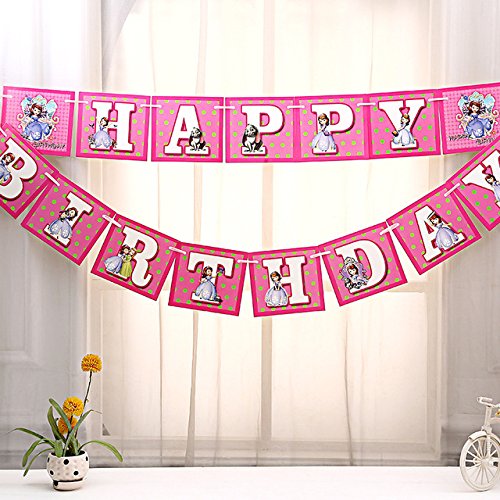 PartyMane Sofia Princess Theme Happy Birthday Banner For Sofia Princess Birthday Party Supplies 1pcs
