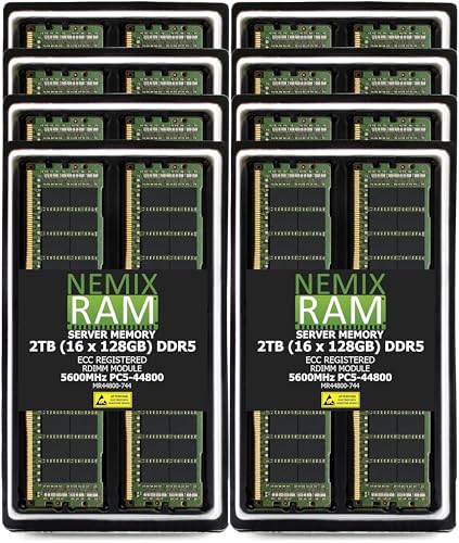 Image of 2TB (16X128GB) DDR5 5600MHz PC5-44800 4Rx4 1.1V CL46 288-PIN ECC Registered RDIMM NEMIX RAM Server Memory KIT