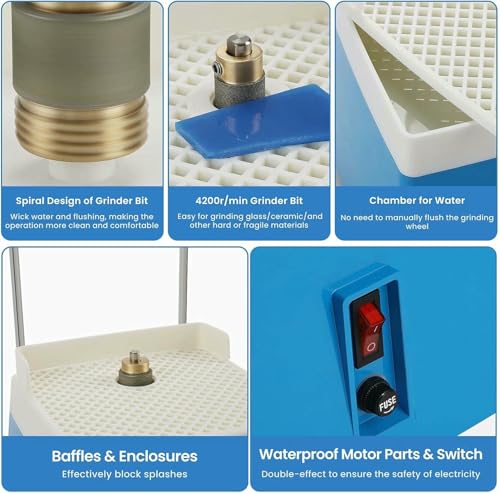 Moulin à vitrail automatique à eau avec meules interchangeables 5/8 et 1 pouce