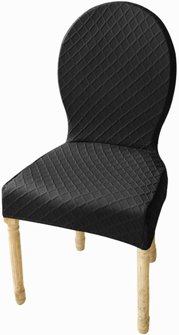 Round Backed Dining Room Chairs Slipcovers 1/2/4/6 Pack Small/Large Without Arms Round Backrest Chair Cover Solid Wood Legs Modern Oval Side Chairs Covers (Color : Black, Size : 1pcs-Small)