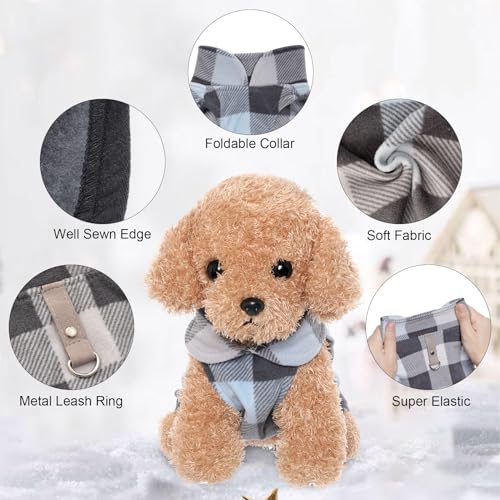 Rbenxia 4 Pieces Buffalo Plaid Dog Sweaters With Leash Ring Soft Fleece Vest Warm Dog Pullover Jacket Dog Clothes Winter Dog Outfits For Small Puppy Cat Pets  thumb #2