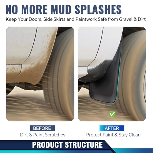 Image of PIT66 2PCS Molded Mud Flaps with Screw, Fit Toyota Tacoma 2005-2015 | 2PCS Heavy Duty Molded Mud Flaps with Screw, Fit Toyota Tacoma 2005-2015, Splash Guards Mudguard Front Molded Mud Flaps
