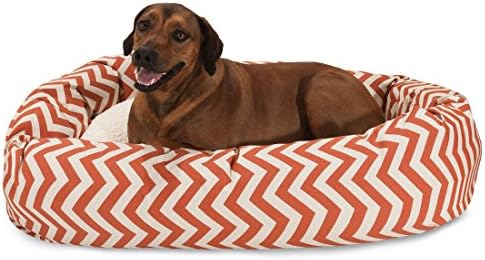 52 inch Burnt Orange Chevron Sherpa Bagel Dog Bed