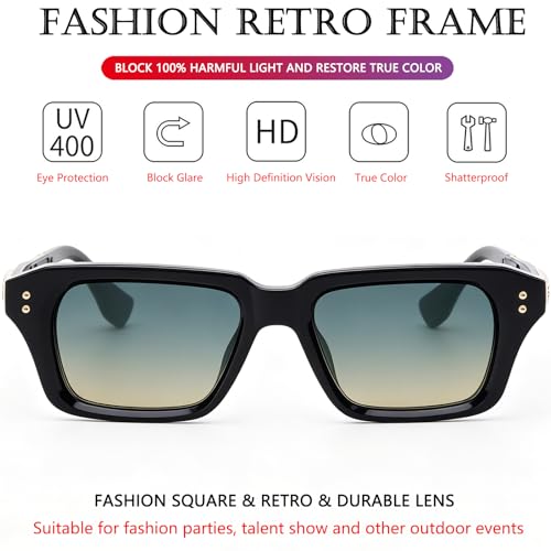 Image of AIEYEZO Rectangle Sunglasses for Men Women Fashion Square Frame Sun Glasses 90's Retro Designer Shades
