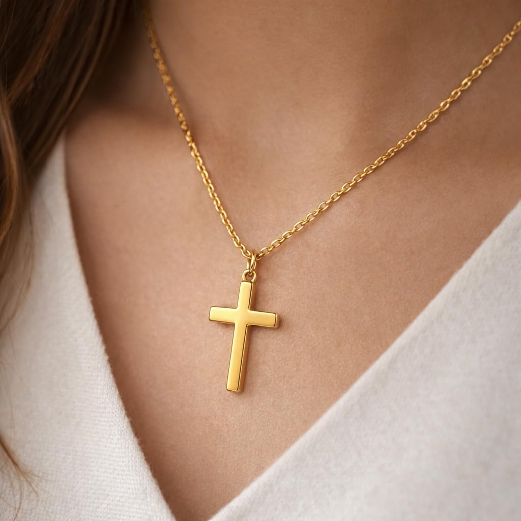 Moodear Cross Necklace for Women - Dainty 14K Gold Plated/Sterling Silver/Rose Gold Layered Cross Pendant Simple Cute Necklaces for Women Trendy Jewelry Gifts - Image 7