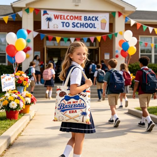 Bolso tote de lona grande yuboo para mamá fan de béisbol miniatura 2