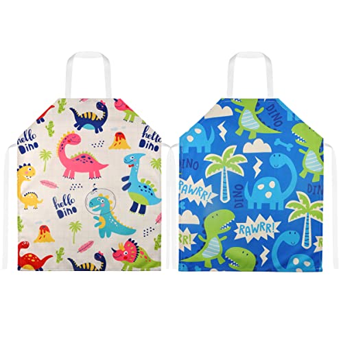 BULANGDE 2 Piezas Delantal Infantil Lino, Delantal Niña Cocina Ajustable Patrón de Caricatura Lavable Delantal para Niños, Delantal Niño para Cocinar Hornear Arte Pintar Jardinería 3-9Años Cover