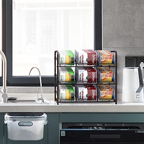 Vrisa Can Organizer Stackable Can Dispenser For Food Storage Can Rack Organizer For Pantry Cabinet Countertop Holds Up To 72 Cans Rustic Brown 2 Pack #TOP4