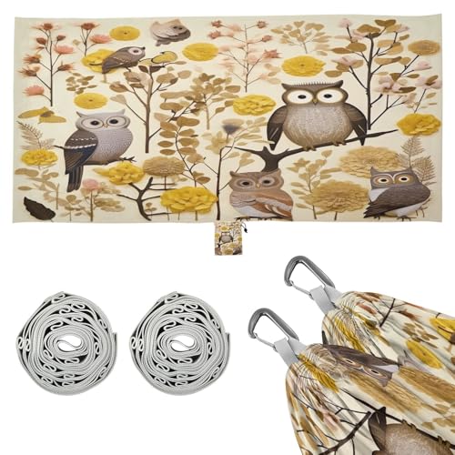 Haskirky Owls Flowers Camping Hammock, Single Portable Hammocks with Tree Straps & Attached Carry Bag, 330Lbs Capacity Perfect for Outside Indoor Hiking Beach Backpack Travel