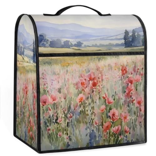 Coffee Maker Cover Watercolor Flower Poppy Kitchen Appliance Covers Small Appliance Covers Blender Cover Juicer Cover Dust Covers for Kitchen Appliances with Top Handle and Pockets,Washable,B250