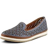 Mit Leder gefüttert Spring Step Damen Tulisa Mokassin, blau, 41/41.5 EU