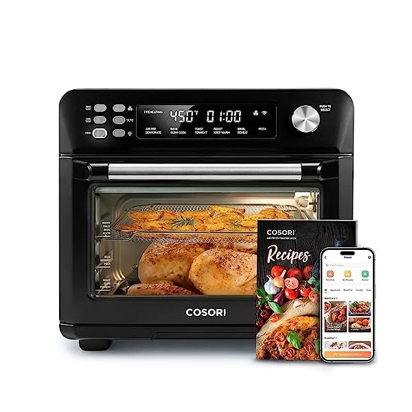 COSORI Toaster Oven Air Fryer Combo, 12-in-1, 26QT Convection Oven Countertop, with Toast, Bake, and Broil, Smart, 6 Slice Toast, 12'' Pizza, 75 Recipes&Accessories, Black COSORI Toaster Oven Air Fryer Combo, 12-in-1, 26QT Convection Oven Countertop, with Toast, Bake, and Broil, Smart, 6 Slice Toast, 12'' Pizza, 75 Recipes&Accessories, Black