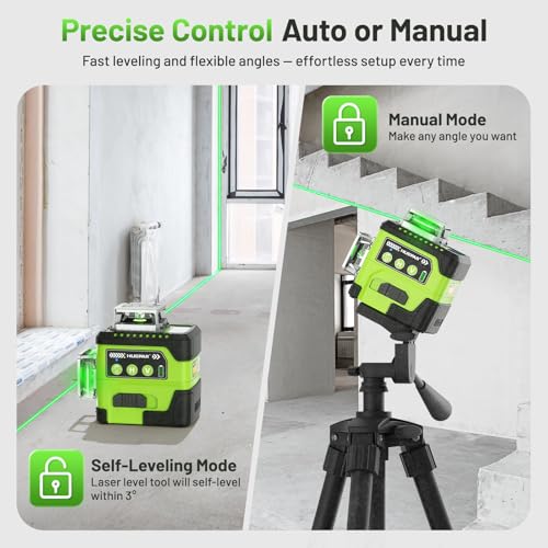 HUEPAR Laser Level 360 Self Leveling with LCD Screen, 3 x 360° High Brightness Rechargeable 3D Lazer Leveler Tool for Construction and Picture Hanging, Strong Magnetic Bracket&Hard Carry Case -Y03CG thumbnail 6