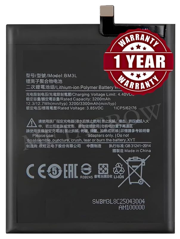 Image of Original BM3L Battery Compatible for Xiaomi Mi 9 (M1902F1G) - (3300mAh) - 1 Year Warranty JK1