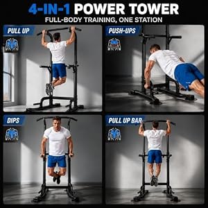 Power Tower Pull Up Bar Dip Station, 400LB Capacity Adjustable Height — photo 5 of 6