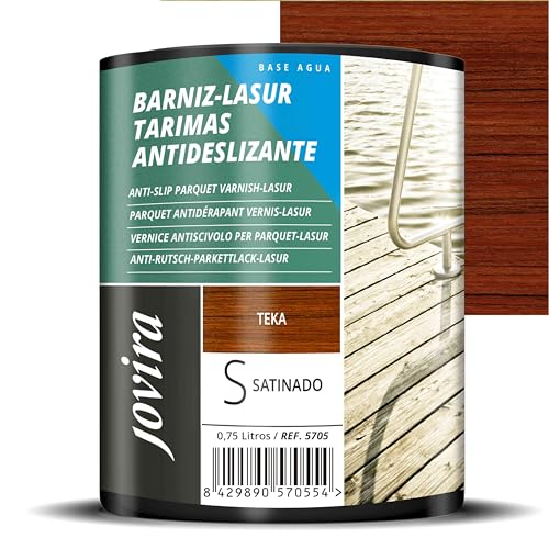 JOVIRA PINTURAS Lasure Antidérapante pour Terrasse. Protège, décore et embellit les sols des piscines et jardins. (750 Millilitres, Teck)