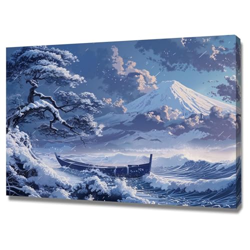 Paysage marin abstrait sur toile WODJEM tableau décoratif salon chic 60x80cm
