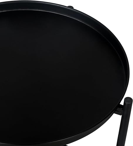 Miniatura 5 de Homebeez Mesa de bandeja negra de 2 niveles, mesa auxiliar redonda, mesa decorativa para sofá, aperitivos, plantas de café, mesas decorativas para