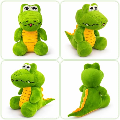 Image of Cute Green Crocodile Soft Toy for Kids - Plush Stuffed Crocodile in Sitting Posture - Ultra-Soft Huggable Animal Toy & Sleeping Pillow for Girls & Boys
