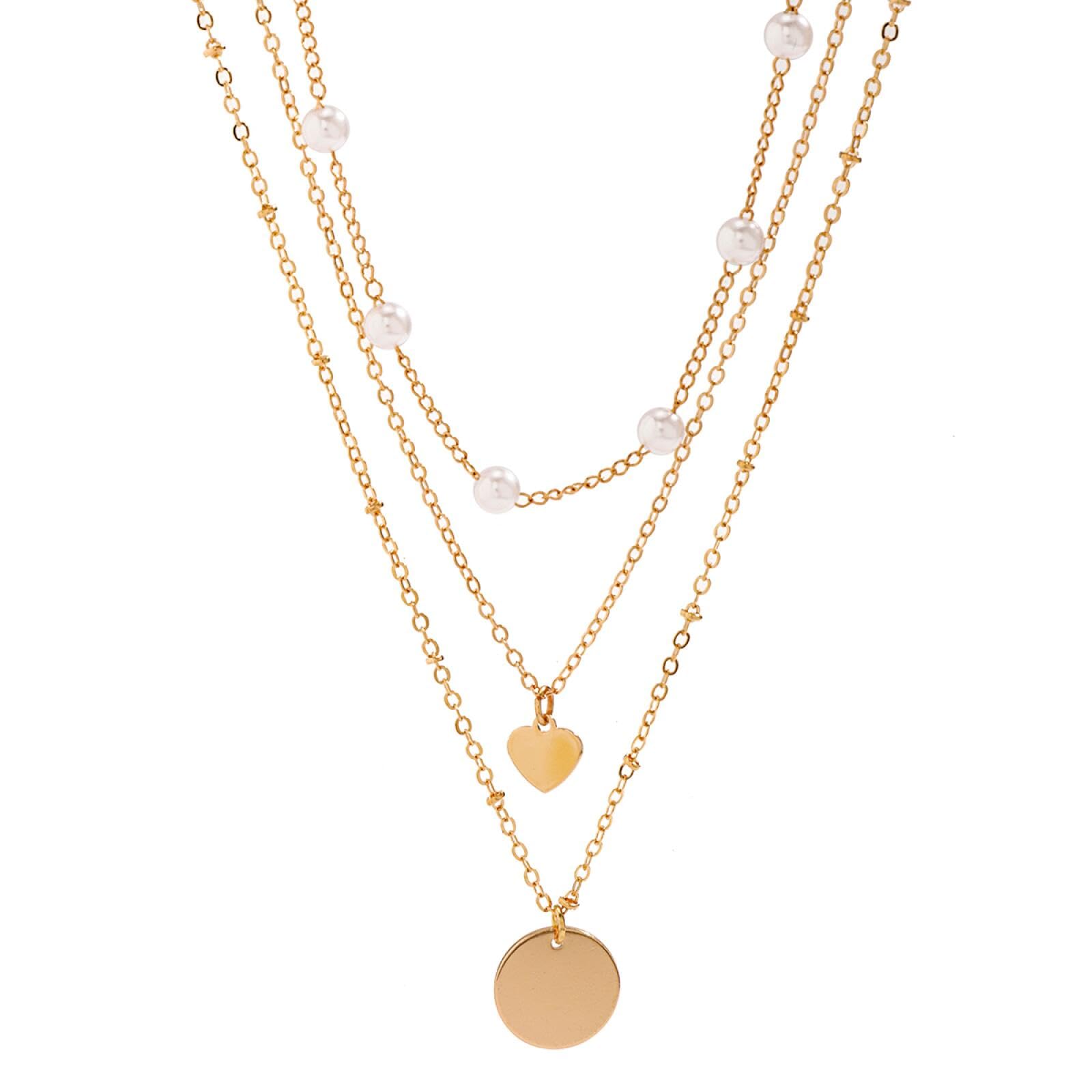 Collar punk para hombre y mujer con cadena de eslabones y perlas 7