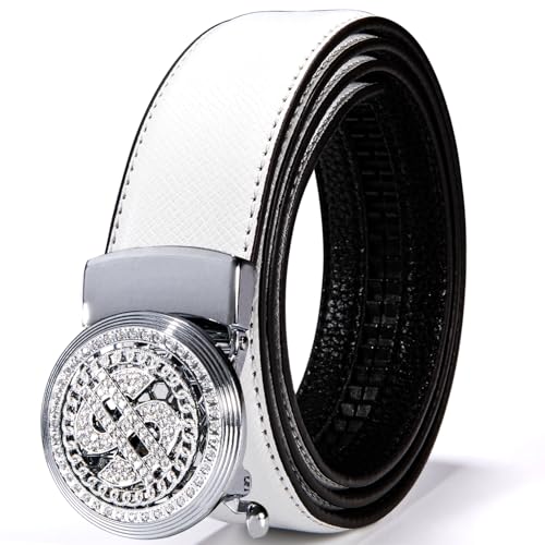 Image of Dubulle Designer Men's Belts, Ratchet Leather Sliding Buckle Dress Belt