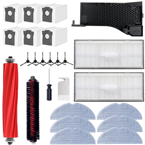 25 Stück Zubehör für Roborock S7 MaxV Ultra/S7 Pro Ultra Roboter Saugroboter mit Hauptbürste Selbstreinigende Bürste Wis...