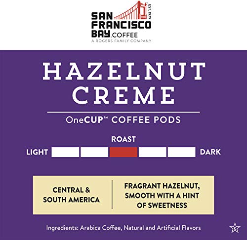 San Francisco Bay Compostable Coffee Pods - Hazelnut Crème (120 Ct) K Cup Compatible including Keurig 2.0, Flavored, Medium Roast