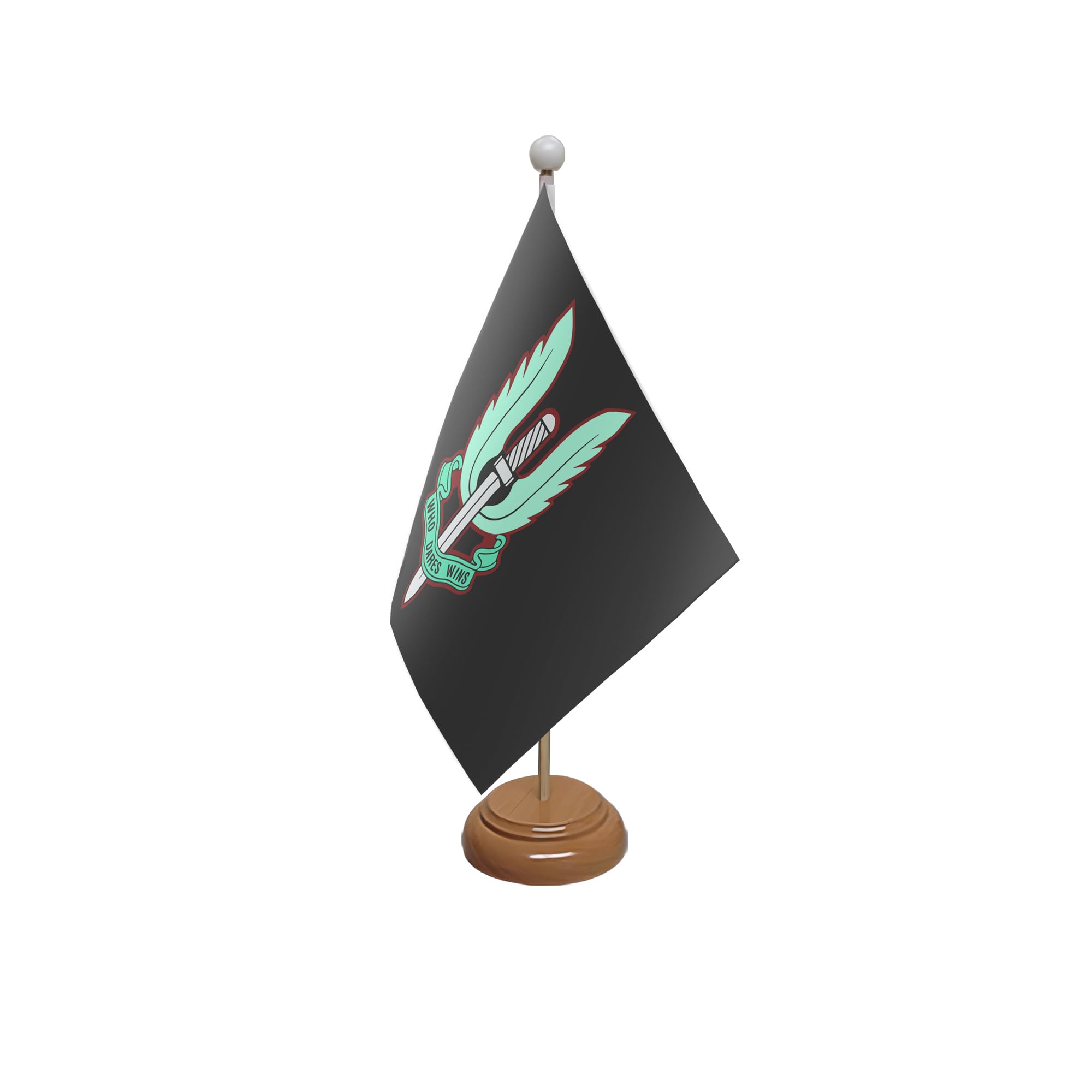 Flagtex Special Air Service (SAS) Black Wooden Table Flag With Wooden Base
