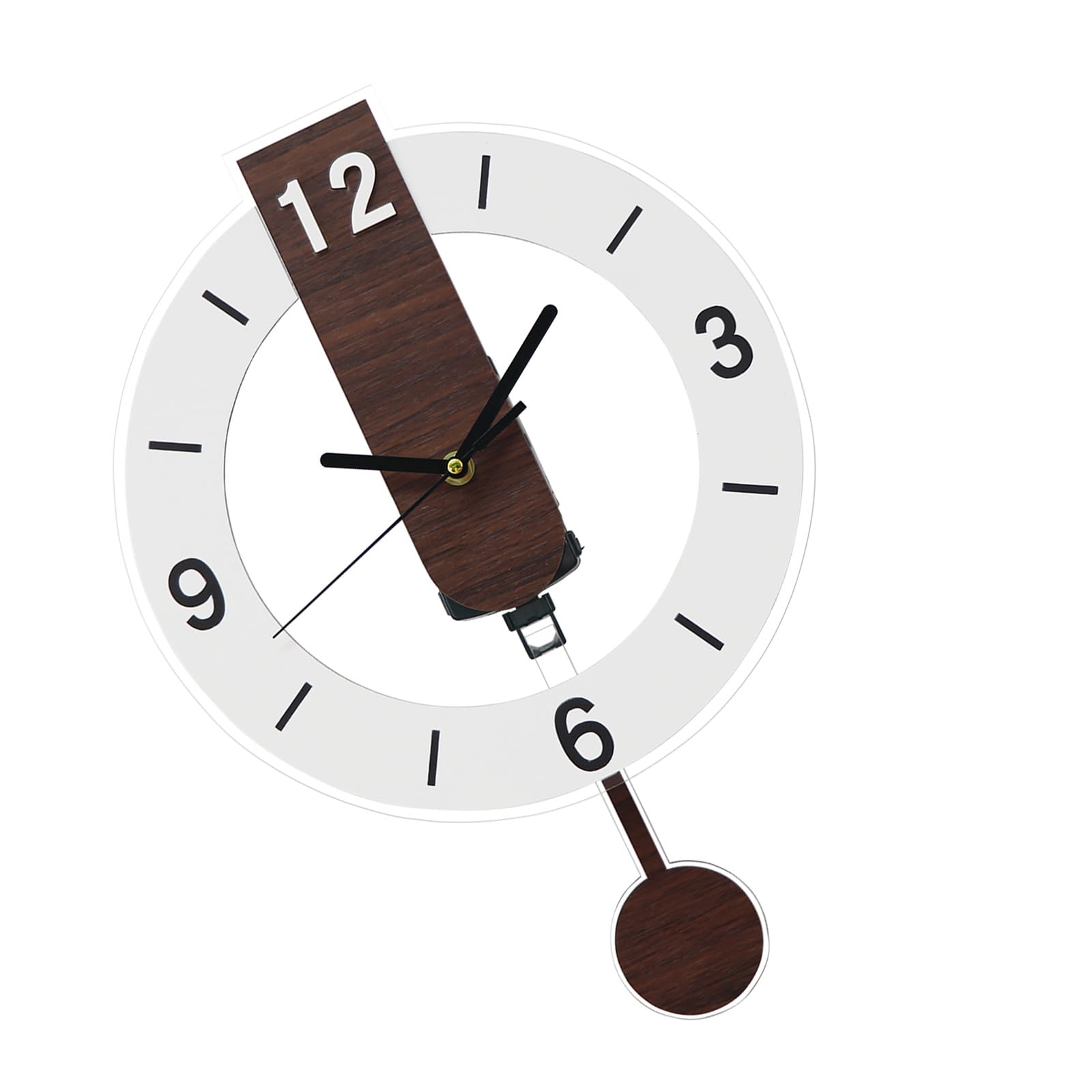 Qusinfc Minimalists Acrylic Wall Clock with Pendulums Noiseless Quiet Movements with Arabic Numerals Room Aesthetic Decoration Quiet Wall Clock
