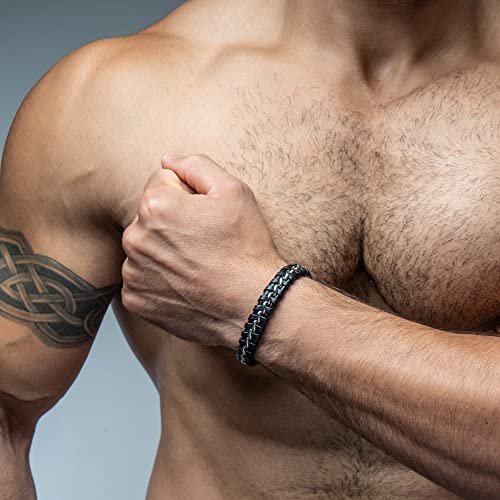 Image of SERASAR Premium Leather Bracelet Men | Stainless Steel Magnetic Clasp | Three Colors | Jewelry Box Included