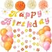 24 PCS Groovy Party Decorations Boho Happy Birthday Banners with Flower Hanging Flags Balloons Paper Flowers for Birthday Baby Shower Party Decorations