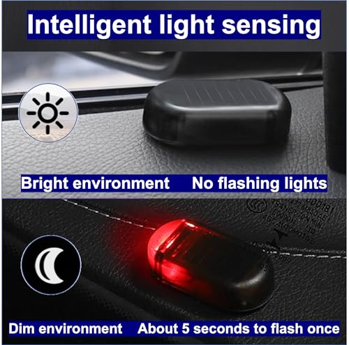 image for RQG Fake Car Alarm Light,Car Solar Power Simulated Dummy Alarm,Anti-Th