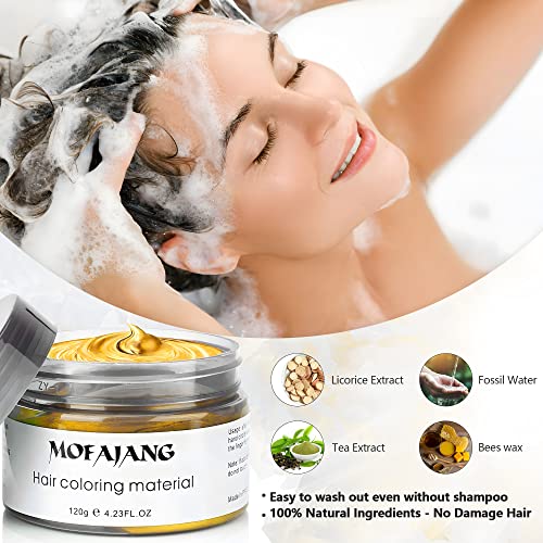 Image of Gold Temporary Hair Dye Wax Natural Instant Hair Color Wax Pomades 4.23 oz, Hair Styling Clay for Party, Cosplay, Halloween, Christmas