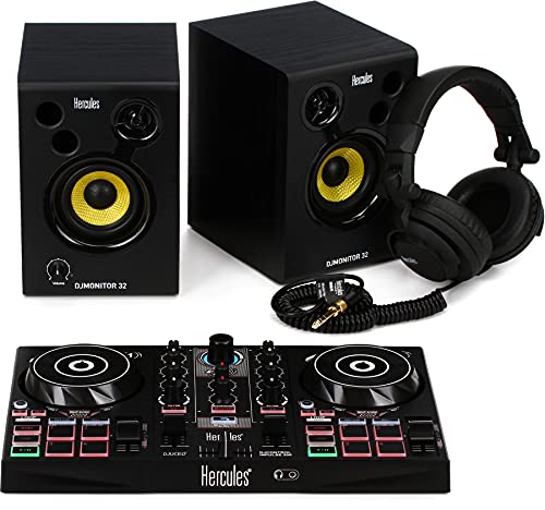 Hercules DJ Learning Kit w/ Inpulse 200 DJ Controller, 15 Watt Monitor Speakers and Sound-Isolating...
