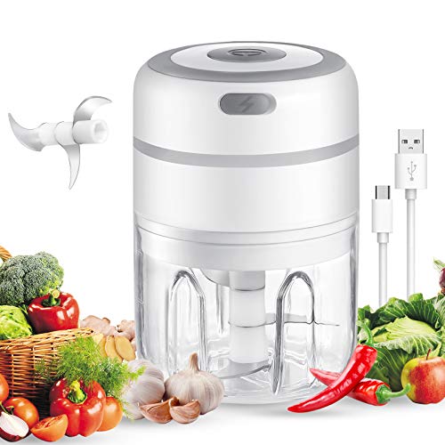 Mini Food Processor,Electric Garlic Chopper,USB Charging Garlic Masher Food Chopper with 3 Sharp Blades Food Processor for Kitchen Baby Food Chopper and Grinder,Maker/Grinder -250ML¡­ 1 Gallery Image
