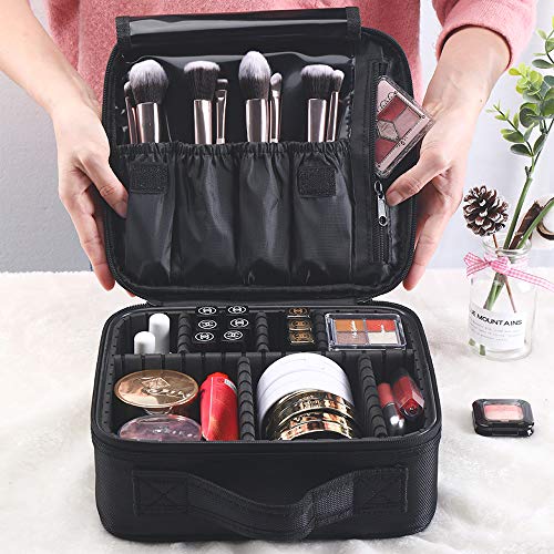 Bolso para Maquillaje, Organizador de Almacenaje de Maquillaje, Neceser de Viaje, Bolso de Aseo, Compartimentos Ajustables con Asa, Regalo para Mujeres, - imagen 6