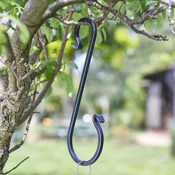 Garden Mile 6 Inch S Hooks for Hanging Basket Hooks - Black Steel Garden Hooks for Planters Bird Feeders Solar Lanterns Wind Chimes & Outdoor Decorative Hanging Basket Bracket